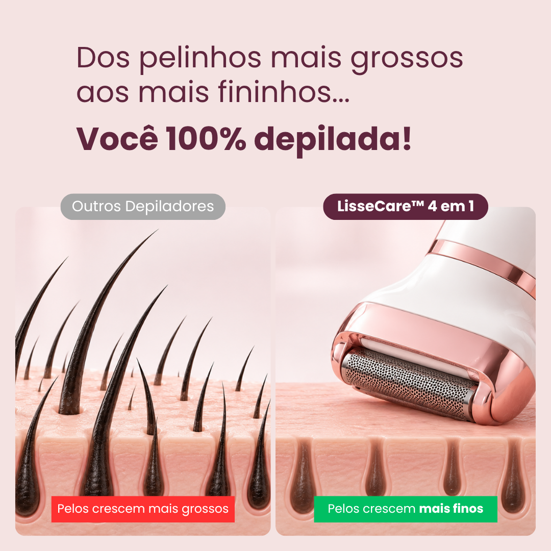 Depilador LisseCare™ 4 em 1 - Recarregável e À Prova D'Água