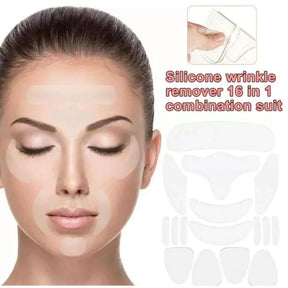 16 Pcs Adesivo Facial Anti-Rugas | Silicone Reutilizável