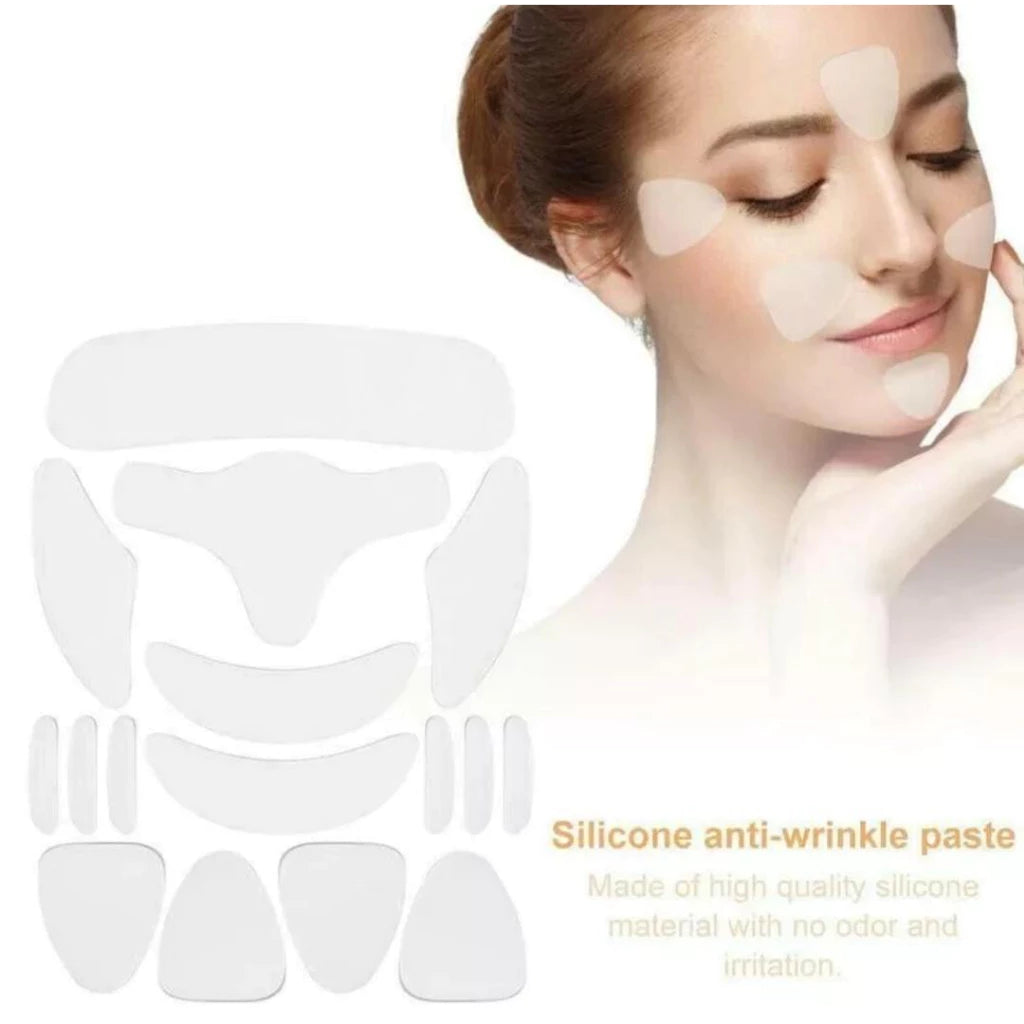 16 Pcs Adesivo Facial Anti-Rugas | Silicone Reutilizável