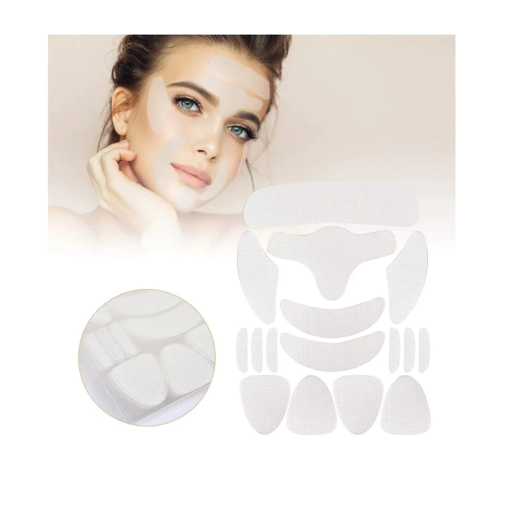 16 Pcs Adesivo Facial Anti-Rugas | Silicone Reutilizável