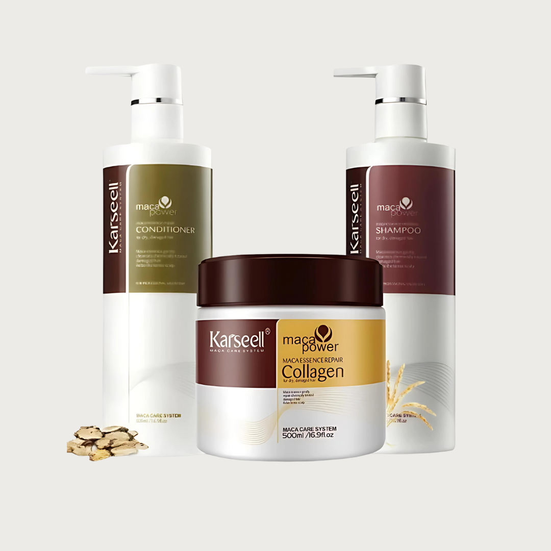 Kit Karseell Óleo de Argan Shampoo e Condicionador + Máscara Maça Power Collagen